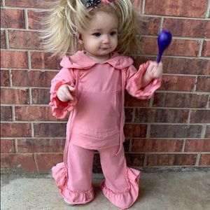Boutique Girls Pink Ruffle Tracksuit